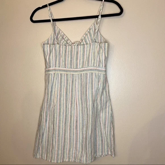 MAHINA STRIPED BUTTON DOWN SPAGHETTI STRAP DRESS WITH KNOT TIE - Picture 6 of 6